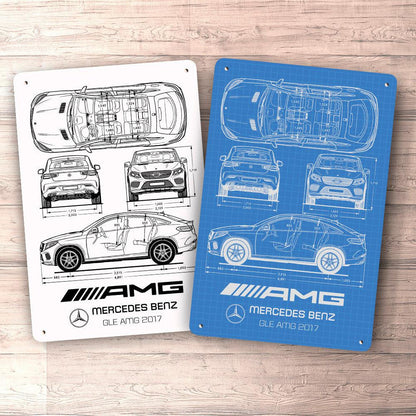 Mercedes Benz Gle Amg 2017 Blueprint Skilte, Musemåtte, Dørmåtte , Plakat-Blueprint-Mercedes-Garage Culture Shop- garage - man cave - merchandise