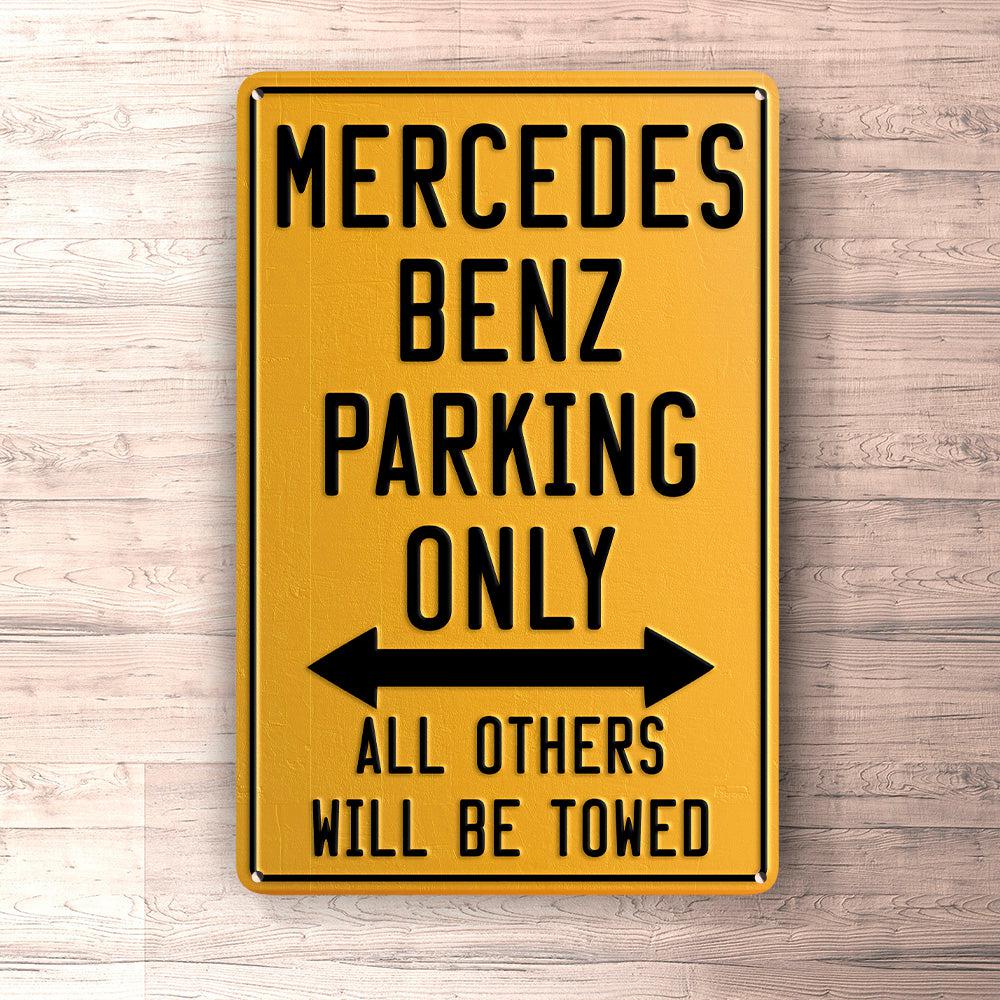 Mercedes Benz Parking Only Skilte, Musemåtte, Dørmåtte-Parking skilte-Mercedes-Garage Culture Shop- garage - man cave - merchandise