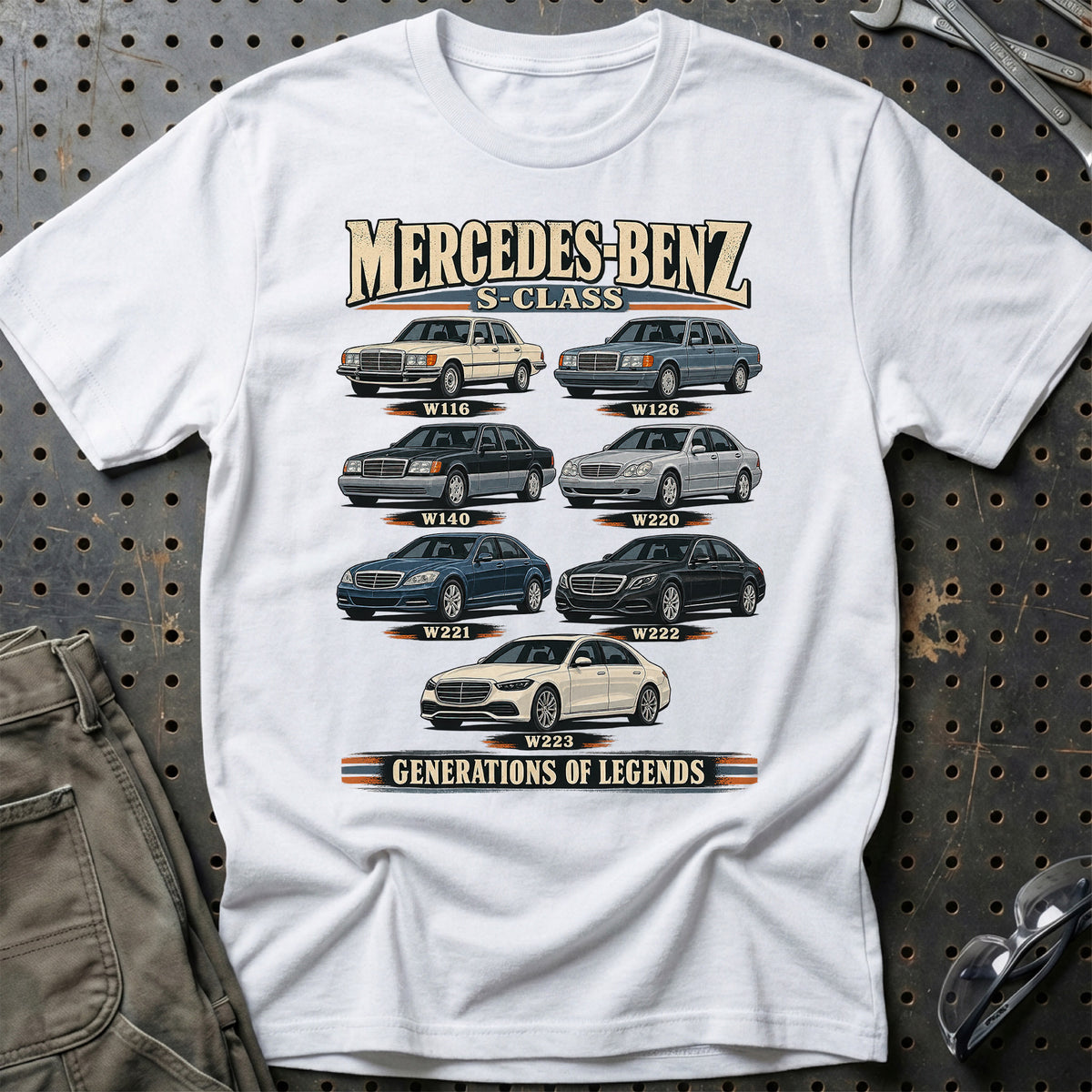 
Mercedes-Benz S-Class – Generations of Legends T-Shirt – Hvid