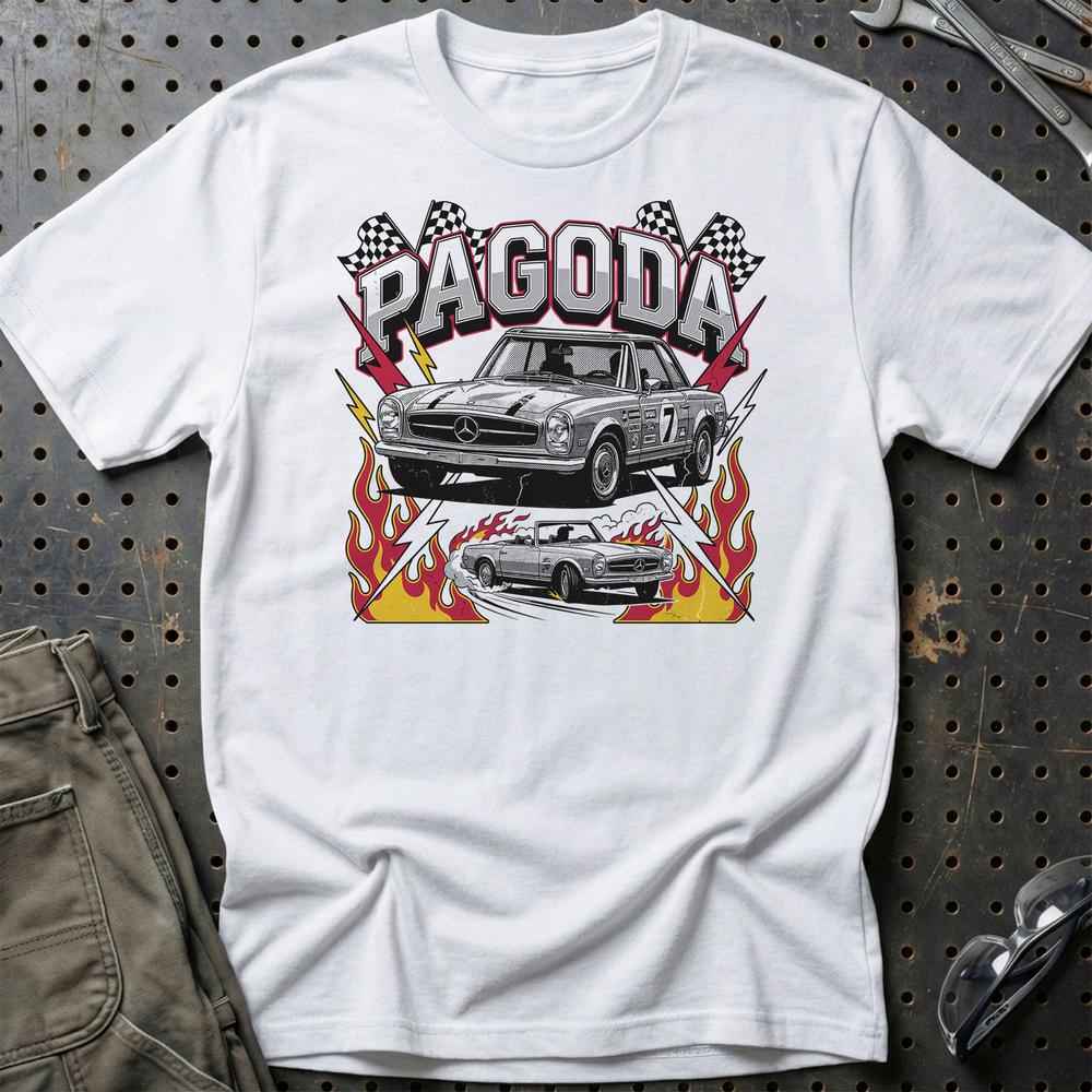 Mercedes-Benz W113 Pagoda SL Classic Roadster T-Shirt-Beklædning-Mercedes-Hvid-S-Garage Culture Shop- garage - man cave - merchandise