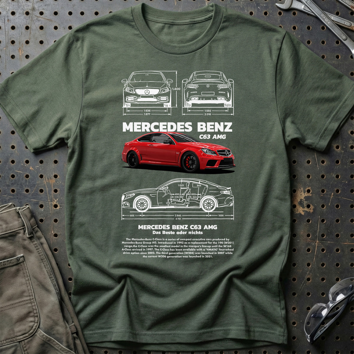 
Mercedes C63 AMG T-Shirt – Grøn Militær