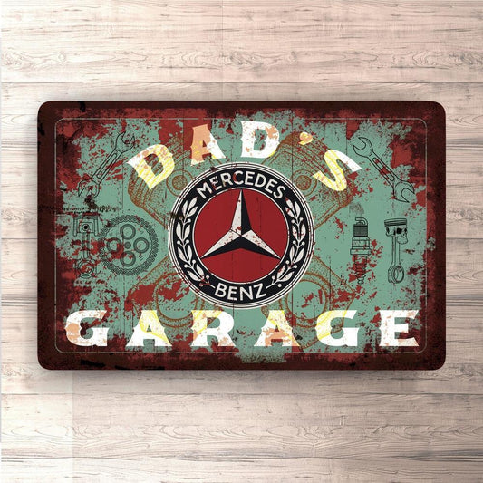 Mercedes Dads Garage Vintage Skilte, Musemåtte, Dørmåtte , Plakat-Skilte-Mercedes-Garage Culture Shop- garage - man cave - merchandise