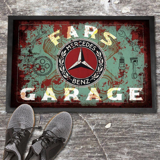 Mercedes Fars Garage Vintage Skilte, Musemåtte, Dørmåtte , Plakat-Skilte-Mercedes-Garage Culture Shop- garage - man cave - merchandise