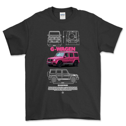 Mercedes G Wagen - Unisex T-Shirt , Bomuld-Beklædning-Mercedes-Sort-S-Forside-Garage Culture Shop- garage - man cave - merchandise