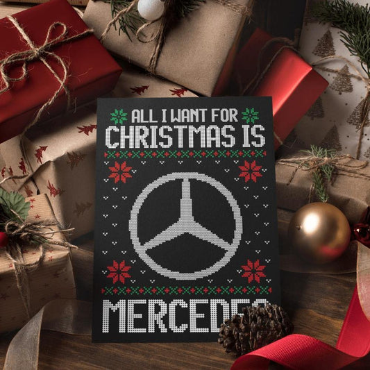 Mercedes Juleskilte All I Want For Christmas Is Skilte, Musemåtte, Dørmåtte , Plakat-Skilte-Mercedes-Garage Culture Shop- garage - man cave - merchandise