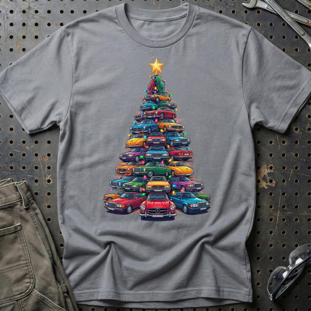 Mercedes Juletræ Christmas Tree T-Shirt-Beklædning-Mercedes-Grå Sport-S-Garage Culture Shop- garage - man cave - merchandise
