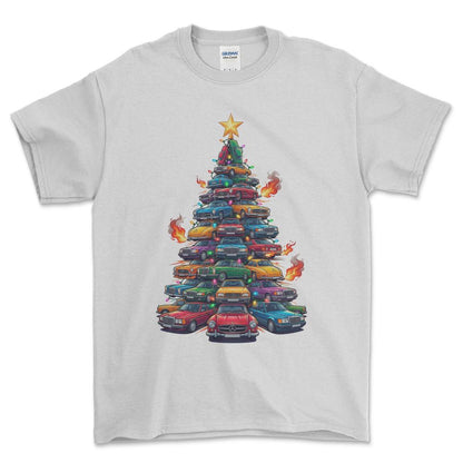 Mercedes Juletræ Christmas Tree - Unisex T-Shirt-Beklædning-Mercedes-Hvid-S-Forside-Garage Culture Shop- garage - man cave - merchandise