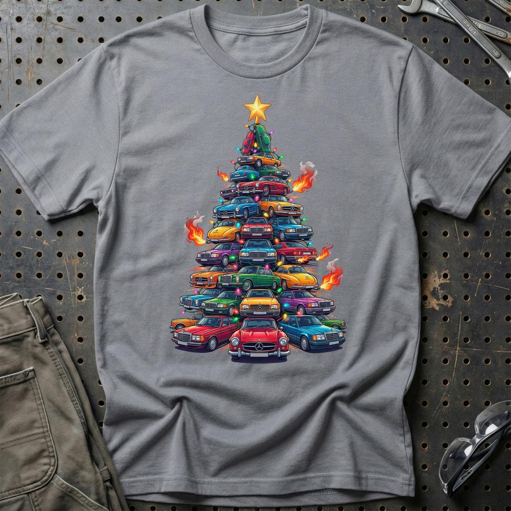 Mercedes Juletræ Christmas Tree - Unisex T-Shirt-Beklædning-Mercedes-Grå Sport-S-Garage Culture Shop- garage - man cave - merchandise