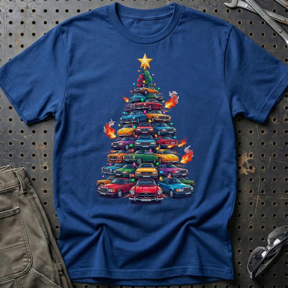 Mercedes Juletræ Christmas Tree - Unisex T-Shirt-Beklædning-Mercedes-Blå Royal-S-Garage Culture Shop- garage - man cave - merchandise
