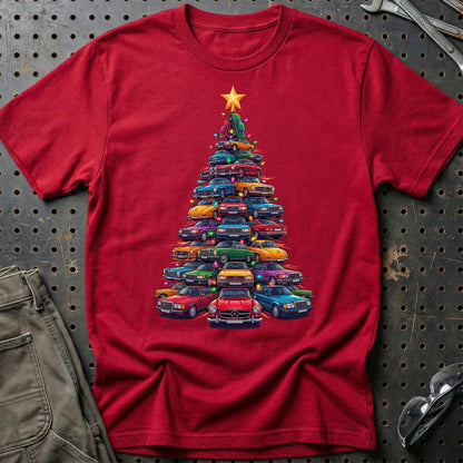 Mercedes Juletræ Christmas Tree - Unisex T-Shirt-Beklædning-Mercedes-Rød-S-Garage Culture Shop- garage - man cave - merchandise