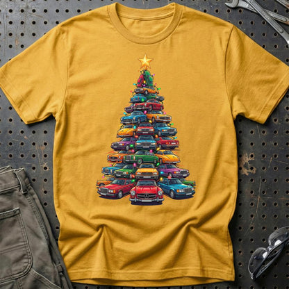 Mercedes Juletræ Christmas Tree - Unisex T-Shirt-Beklædning-Mercedes-Guld-S-Garage Culture Shop- garage - man cave - merchandise