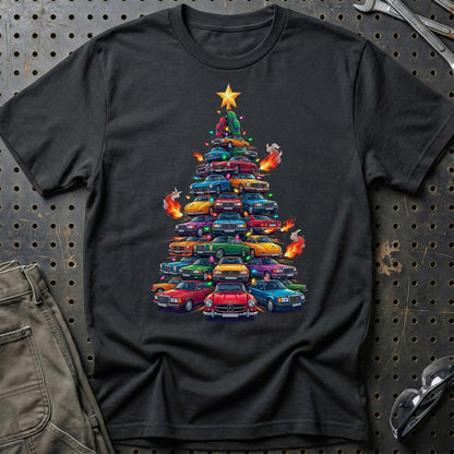 Mercedes Juletræ Christmas Tree - Unisex T-Shirt-Beklædning-Mercedes-Sort-S-Garage Culture Shop- garage - man cave - merchandise
