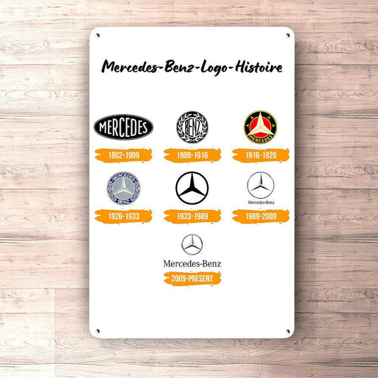 Mercedes Logo Histoire Skilte, Musemåtte, Dørmåtte , Plakat-Skilte-Mercedes-Garage Culture Shop- garage - man cave - merchandise