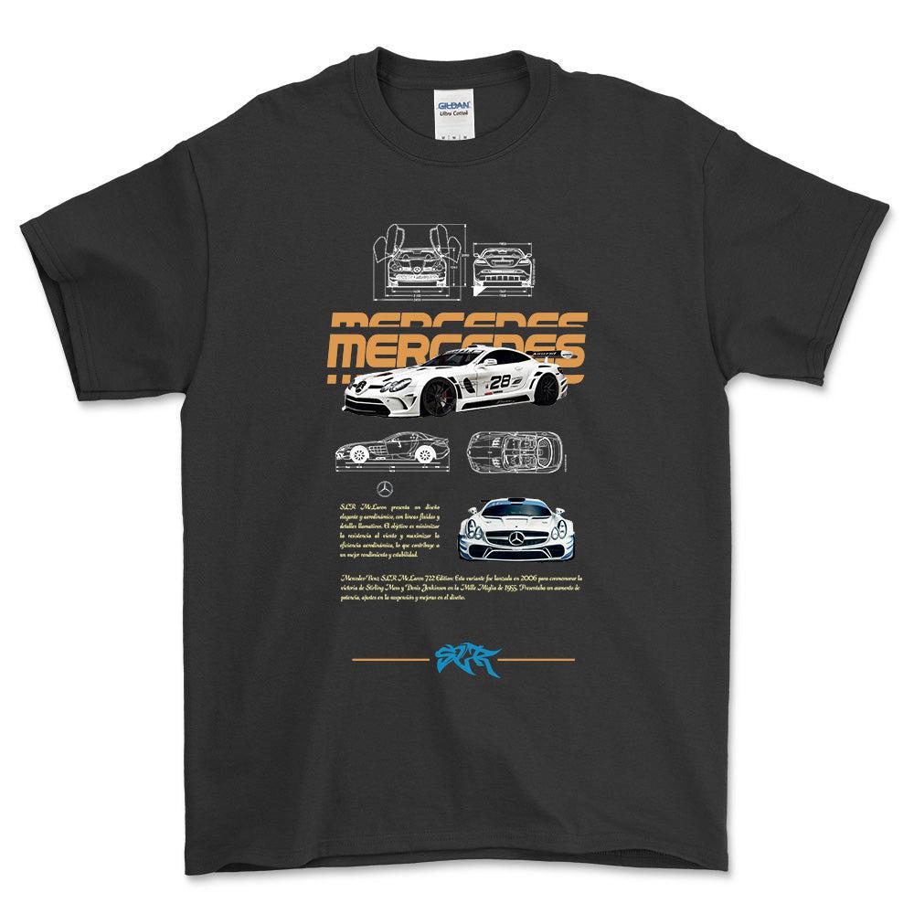 Mercedes SLR - Unisex T-Shirt , Bomuld-Beklædning-Mercedes-Sort-S-Forside-Garage Culture Shop- garage - man cave - merchandise
