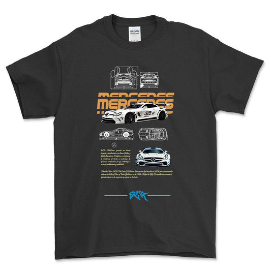 Mercedes SLR - Unisex T-Shirt , Bomuld-Beklædning-Mercedes-Sort-S-Forside-Garage Culture Shop- garage - man cave - merchandise