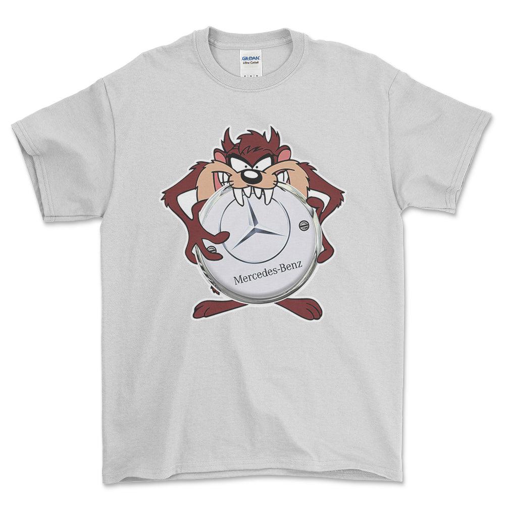 Mercedes TAZ Unisex T-Shirt , Bomuld-Beklædning-Mercedes-Hvid-S-Forside-Garage Culture Shop- garage - man cave - merchandise