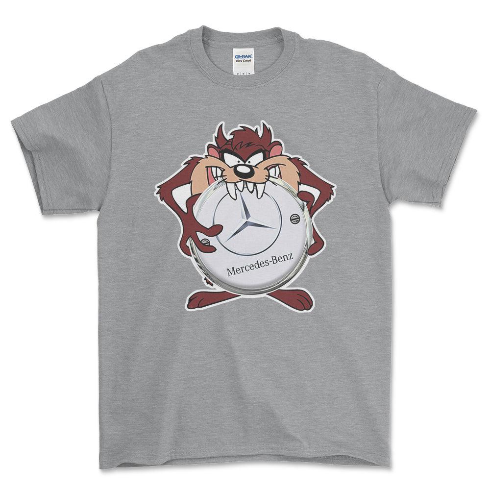 Mercedes TAZ Unisex T-Shirt , Bomuld-Beklædning-Mercedes-Grå Sport-S-Forside-Garage Culture Shop- garage - man cave - merchandise