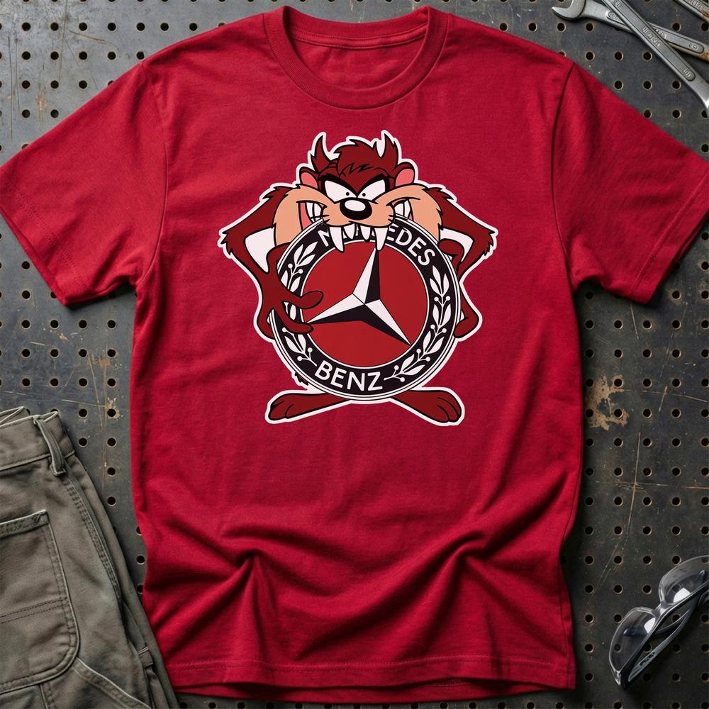 Mercedes TAZ Unisex T-Shirt , Bomuld-Beklædning-Mercedes-Rød-S-Garage Culture Shop- garage - man cave - merchandise