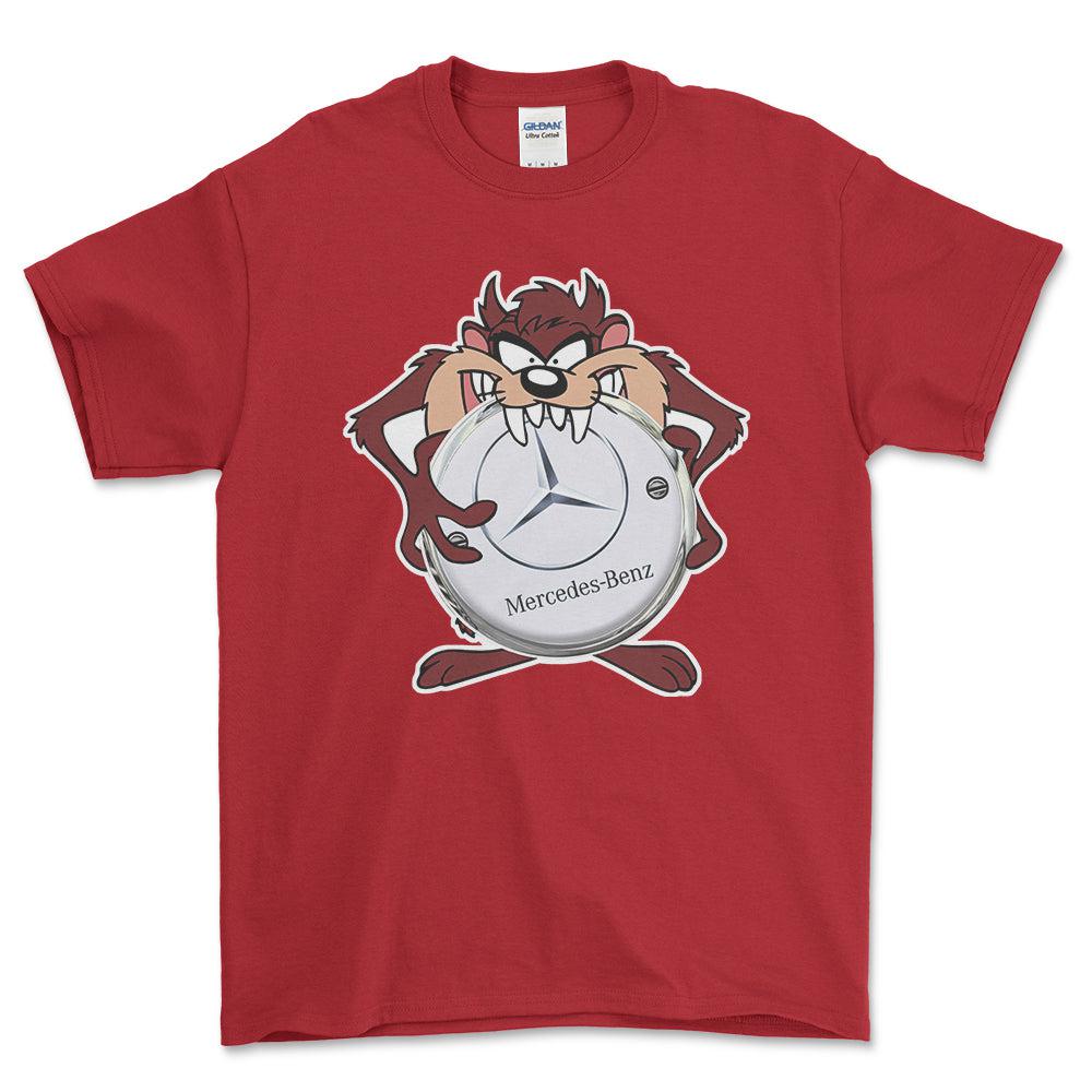 Mercedes TAZ Unisex T-Shirt , Bomuld-Beklædning-Mercedes-Rød-S-Forside-Garage Culture Shop- garage - man cave - merchandise