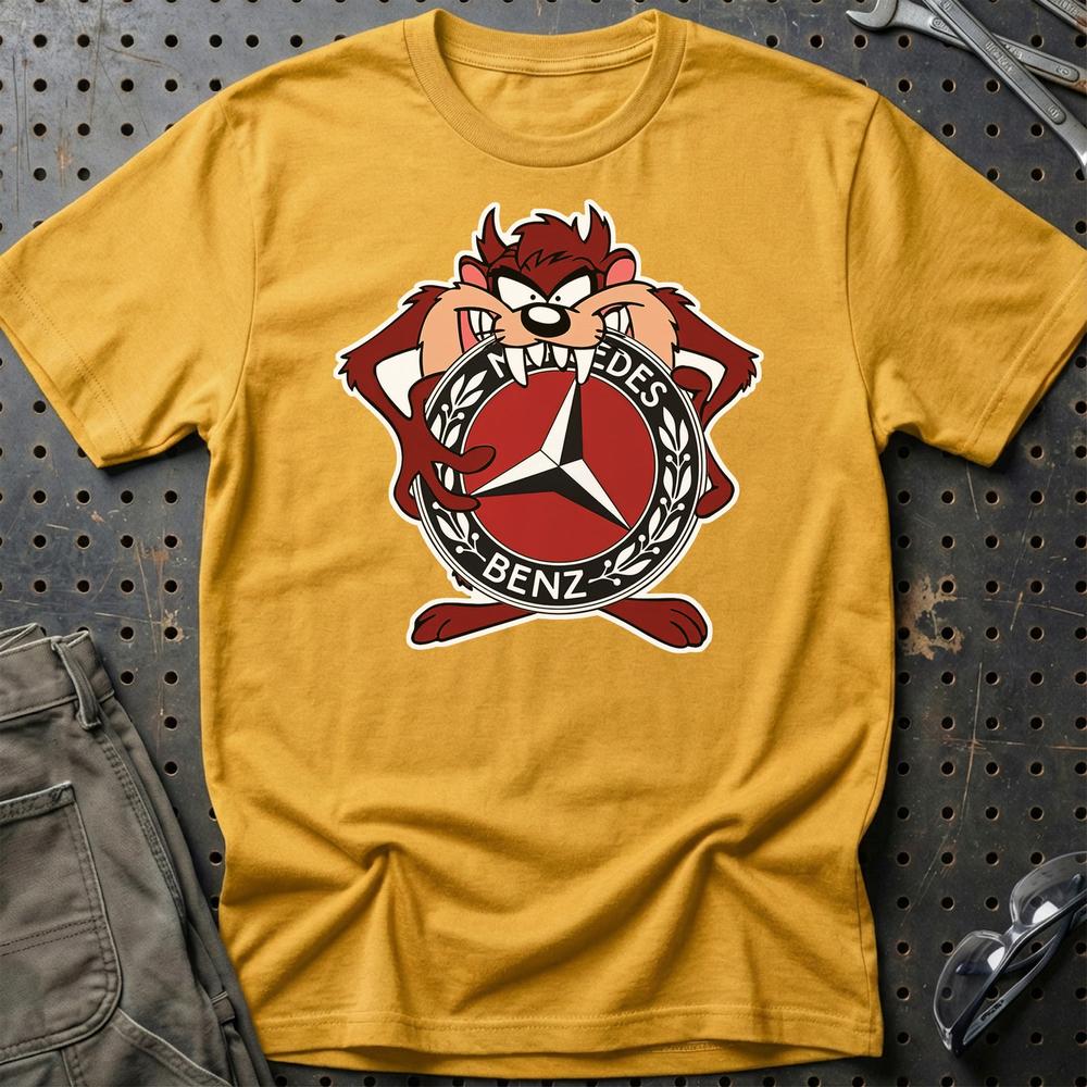Mercedes TAZ Unisex T-Shirt , Bomuld-Beklædning-Mercedes-Guld-S-Garage Culture Shop- garage - man cave - merchandise