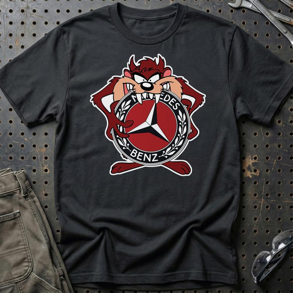 Mercedes TAZ Unisex T-Shirt , Bomuld-Beklædning-Mercedes-Sort-S-Garage Culture Shop- garage - man cave - merchandise