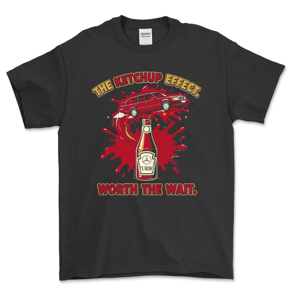 Mercedes Turbo Ketchup Effect T-Shirt-Beklædning-Mercedes-Sort-S-Garage Culture Shop- garage - man cave - merchandise