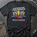 Mercedes W123 German Thunder T-Shirt-Beklædning-Mercedes-Sort-S-Garage Culture Shop- garage - man cave - merchandise