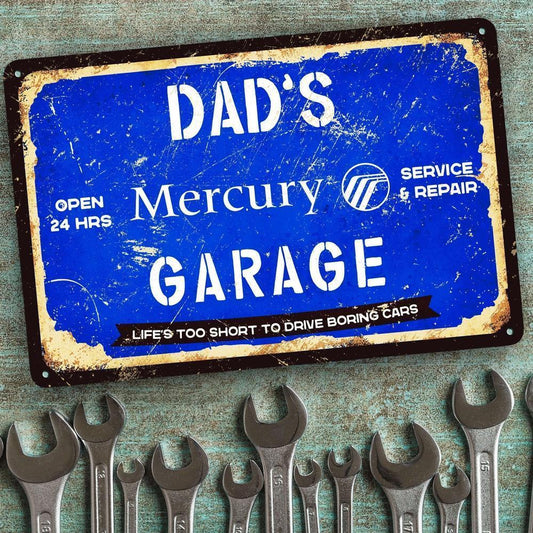 Mercury Dads Garage Skilte, Musemåtte, Dørmåtte , Plakat-Skilte-Mercury-Garage Culture Shop- garage - man cave - merchandise