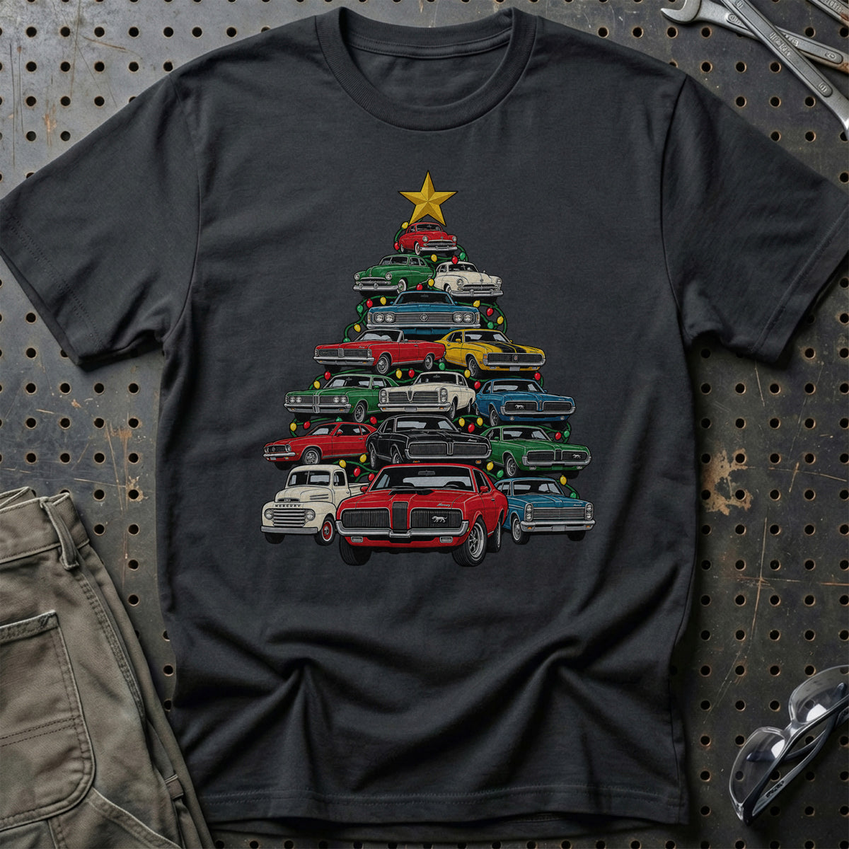 Mercury Juletræ T-Shirt-Beklædning-Mercury-Sort-S-Garage Culture Shop- garage - man cave - merchandise