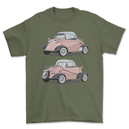 Messerschmitt KR200 - One Line Style Unisex T-Shirt-Beklædning-Messerschmitt-Grøn Militær-S-Forside-Garage Culture Shop- garage - man cave - merchandise