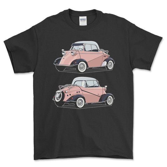 Messerschmitt KR200 - One Line Style Unisex T-Shirt-Beklædning-Messerschmitt-Sort-S-Forside-Garage Culture Shop- garage - man cave - merchandise