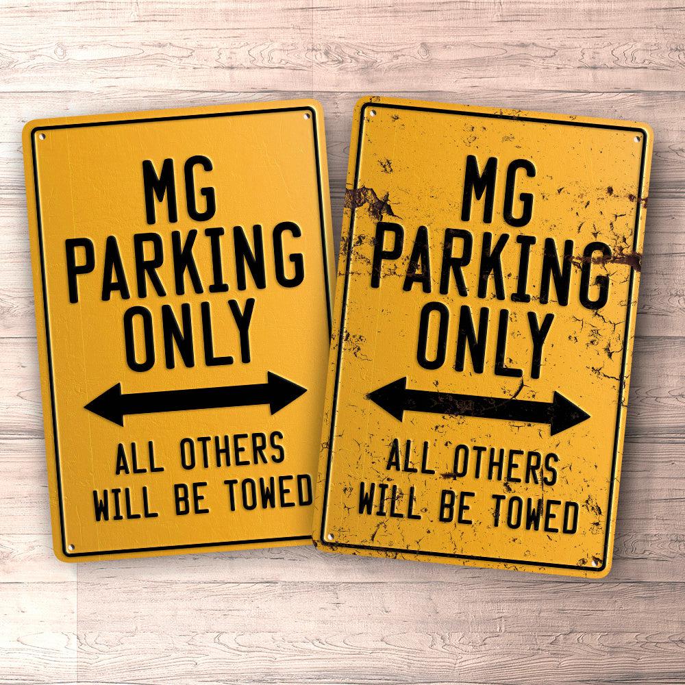 Mg Parking Only Skilte, Musemåtte, Dørmåtte , Plakat-Parking skilte-MG-Garage Culture Shop- garage - man cave - merchandise