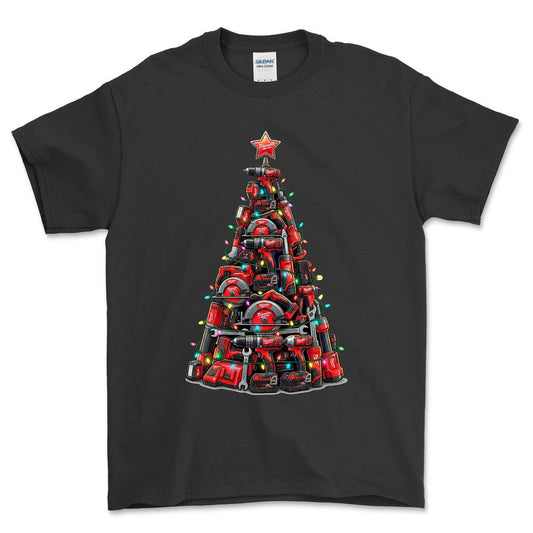 Milwaukee Juletræ Christmas Tree - Unisex T-Shirt-Beklædning-Milwaukee-Sort-S-Forside-Garage Culture Shop- garage - man cave - merchandise