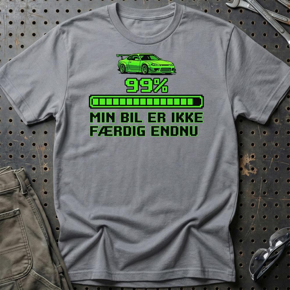Min Bil Er Ikke Færdig Endnu T-Shirt - 99% Loaded T-Shirt-Beklædning-Garage Culture-Grå Sport-S-Garage Culture Shop- garage - man cave - merchandise