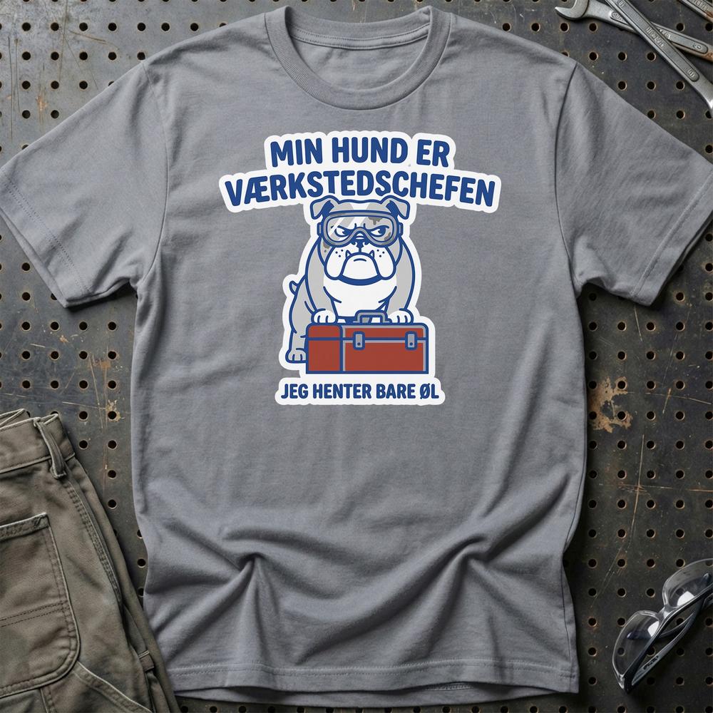 Min Hund Er Værkstedschefen T-Shirt-Beklædning-Garage Culture-Grå Sport-S-Garage Culture Shop- garage - man cave - merchandise