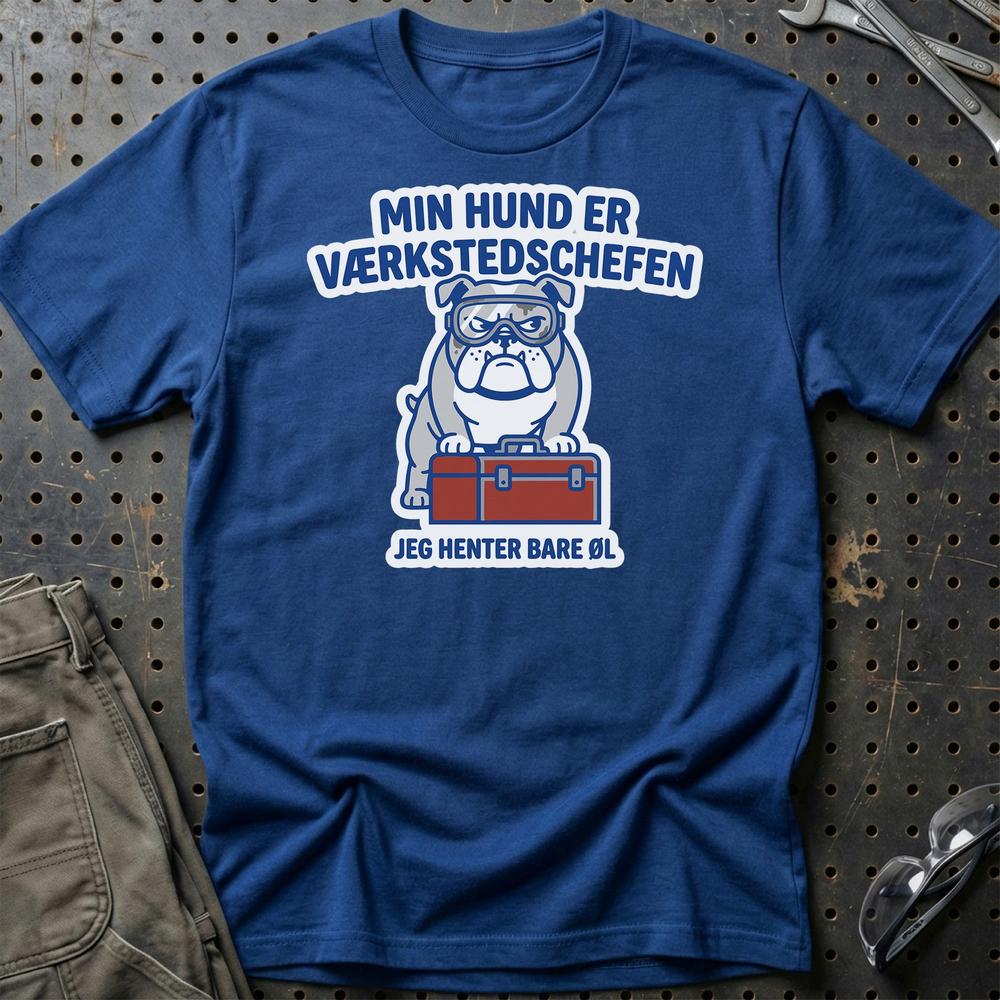 Min Hund Er Værkstedschefen T-Shirt-Beklædning-Garage Culture-Blå Royal-S-Garage Culture Shop- garage - man cave - merchandise