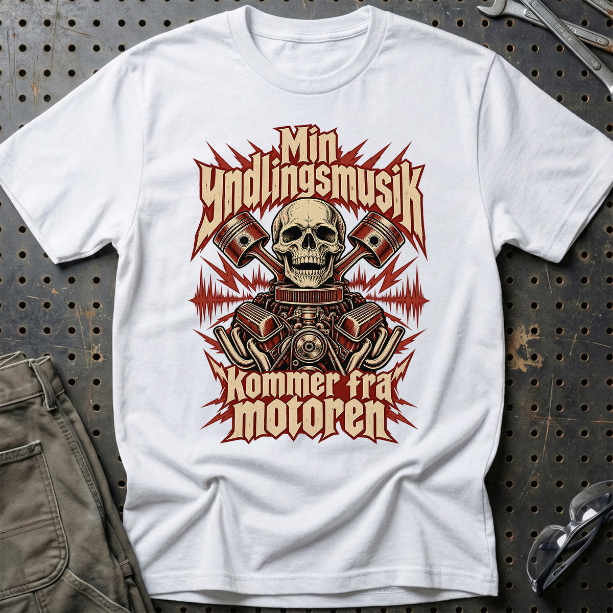 
Produktbillede af Min yndlingsmusik kommer fra motoren – Rock T-Shirt