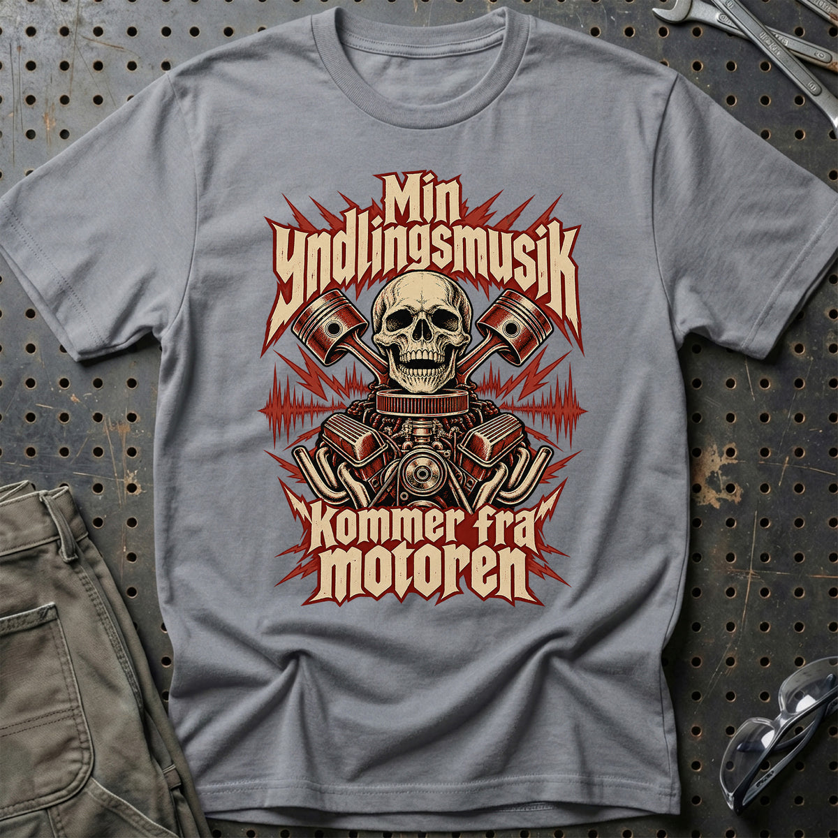 
Produktbillede af Min yndlingsmusik kommer fra motoren – Rock T-Shirt