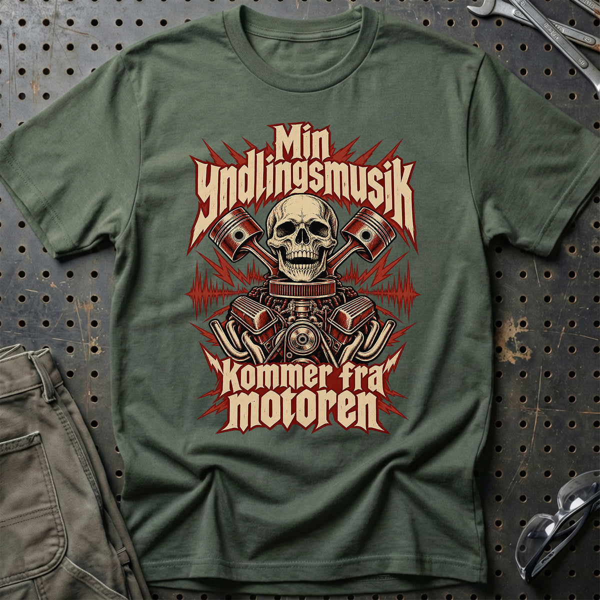 
Produktbillede af Min yndlingsmusik kommer fra motoren – Rock T-Shirt