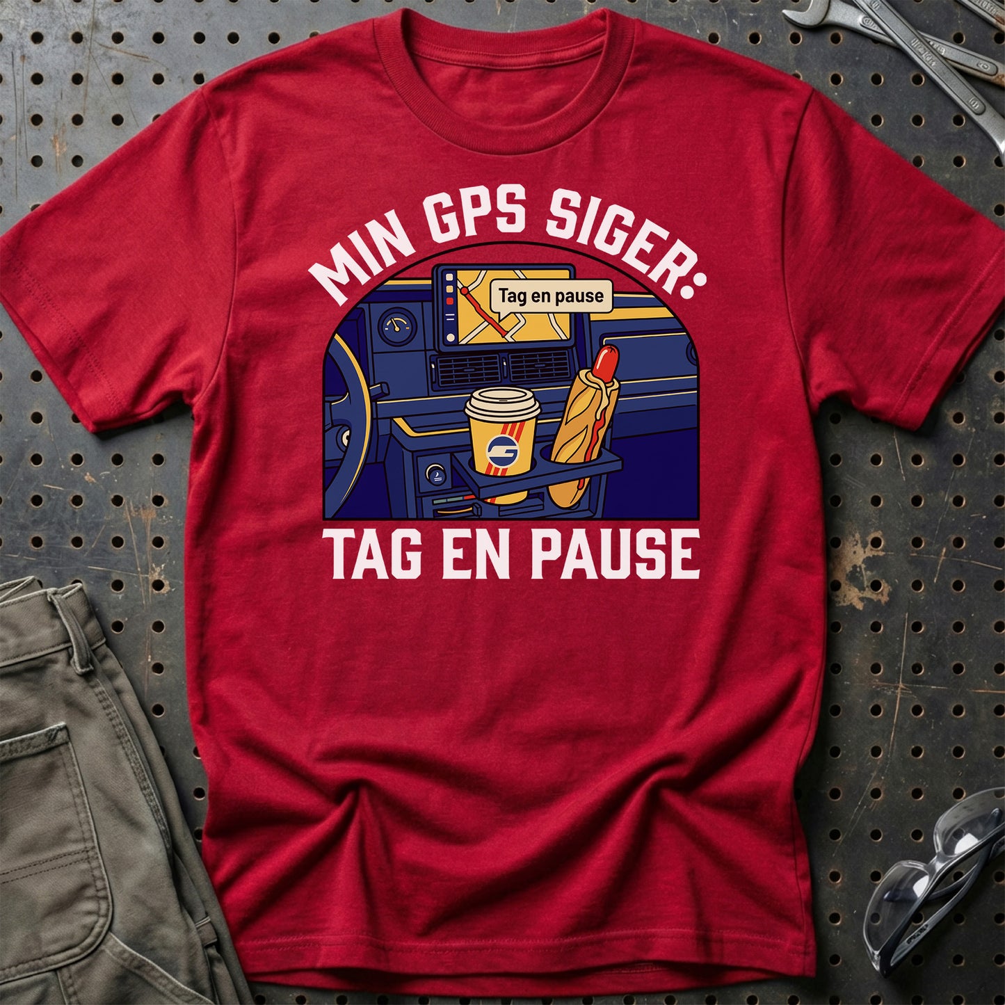 Min GPS Siger: Tag En Pause - Unisex T-Shirt , Bomuld