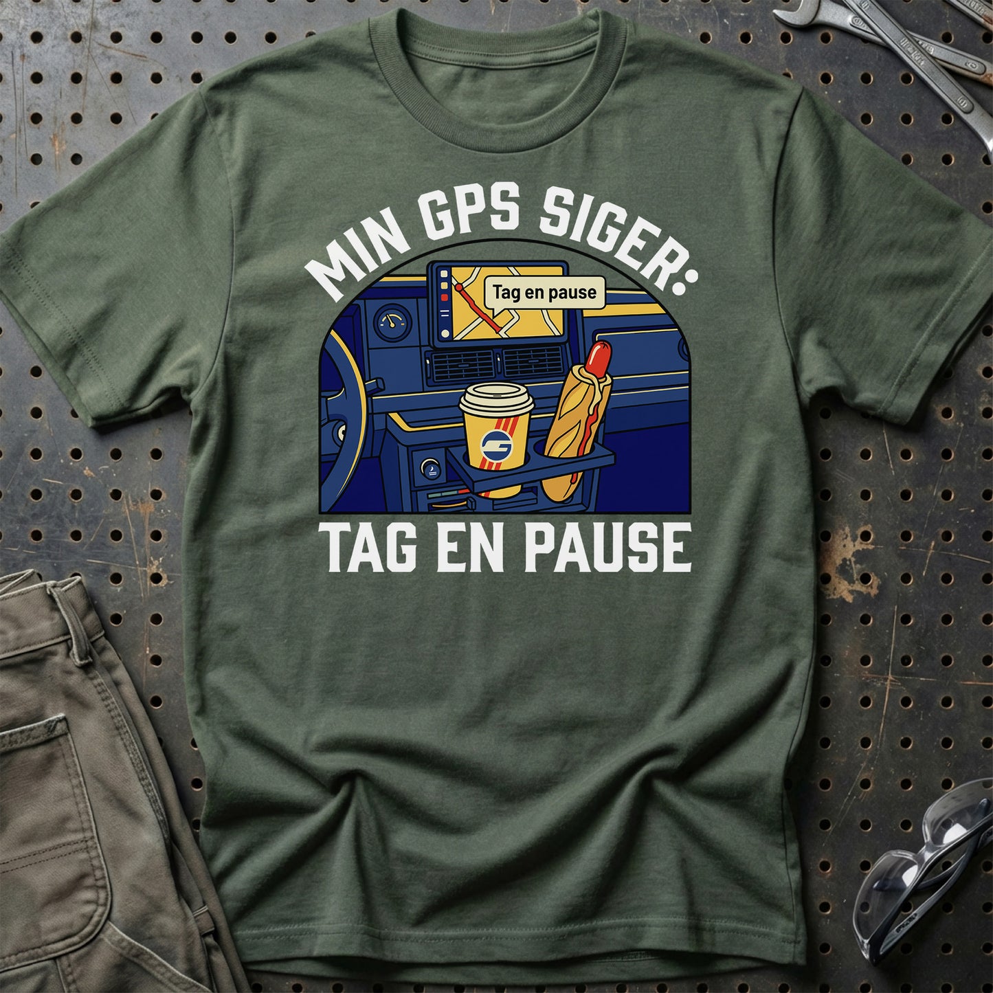 Min GPS Siger: Tag En Pause - Unisex T-Shirt , Bomuld