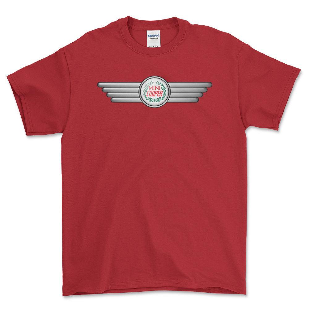 Mini Cooper 1962-1968 - Unisex T-Shirt , Bomuld-Beklædning-Mini-Rød-S-Forside-Garage Culture Shop- garage - man cave - merchandise