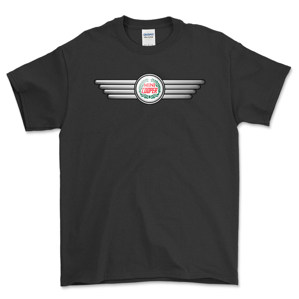 Mini Cooper 1962-1968 - Unisex T-Shirt , Bomuld-Beklædning-Mini-Sort-S-Forside-Garage Culture Shop- garage - man cave - merchandise