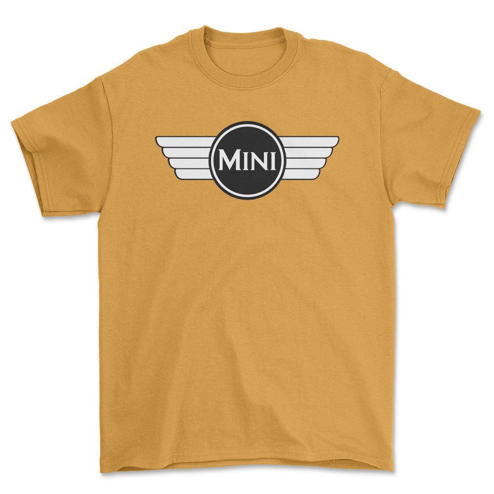 Mini Cooper 1968-1969 - Unisex T-Shirt , Bomuld-Beklædning-Mini-Guld-S-Forside-Garage Culture Shop- garage - man cave - merchandise