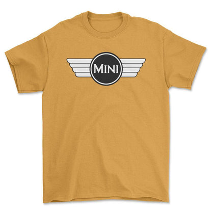 Mini Cooper 1968-1969 - Unisex T-Shirt , Bomuld-Beklædning-Mini-Guld-S-Forside-Garage Culture Shop- garage - man cave - merchandise