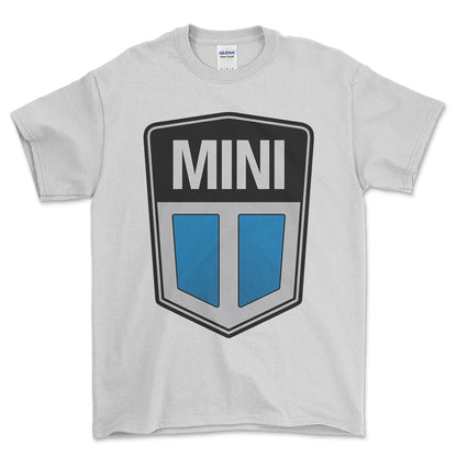 Mini Cooper 1969-2001 - Unisex T-Shirt , Bomuld-Beklædning-Mini-Hvid-S-Forside-Garage Culture Shop- garage - man cave - merchandise