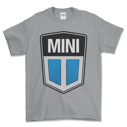 Mini Cooper 1969-2001 - Unisex T-Shirt , Bomuld-Beklædning-Mini-Grå Sport-S-Forside-Garage Culture Shop- garage - man cave - merchandise
