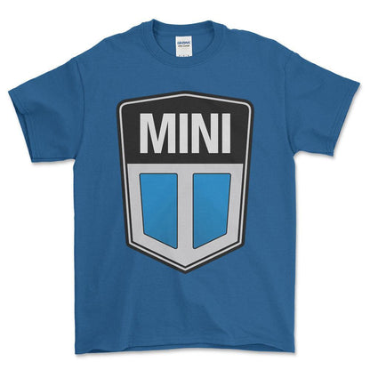 Mini Cooper 1969-2001 - Unisex T-Shirt , Bomuld-Beklædning-Mini-Blå Royal-S-Forside-Garage Culture Shop- garage - man cave - merchandise