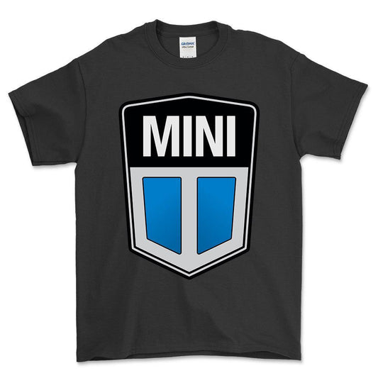 Mini Cooper 1969-2001 - Unisex T-Shirt , Bomuld-Beklædning-Mini-Sort-S-Forside-Garage Culture Shop- garage - man cave - merchandise