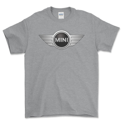 Mini Cooper 2001-2018 - Unisex T-Shirt , Bomuld-Beklædning-Mini-Grå Sport-S-Forside-Garage Culture Shop- garage - man cave - merchandise